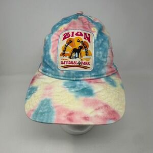 National Park Foundation Zion Angels Landing Tie Dye Baseball Cap‎ Hat Pink Blue